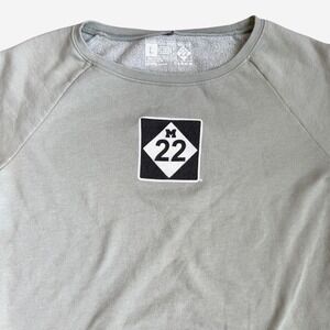 M22 Michigan Logo Pullover Sweatshirt Sage Green Raglan Sleeve Women Large